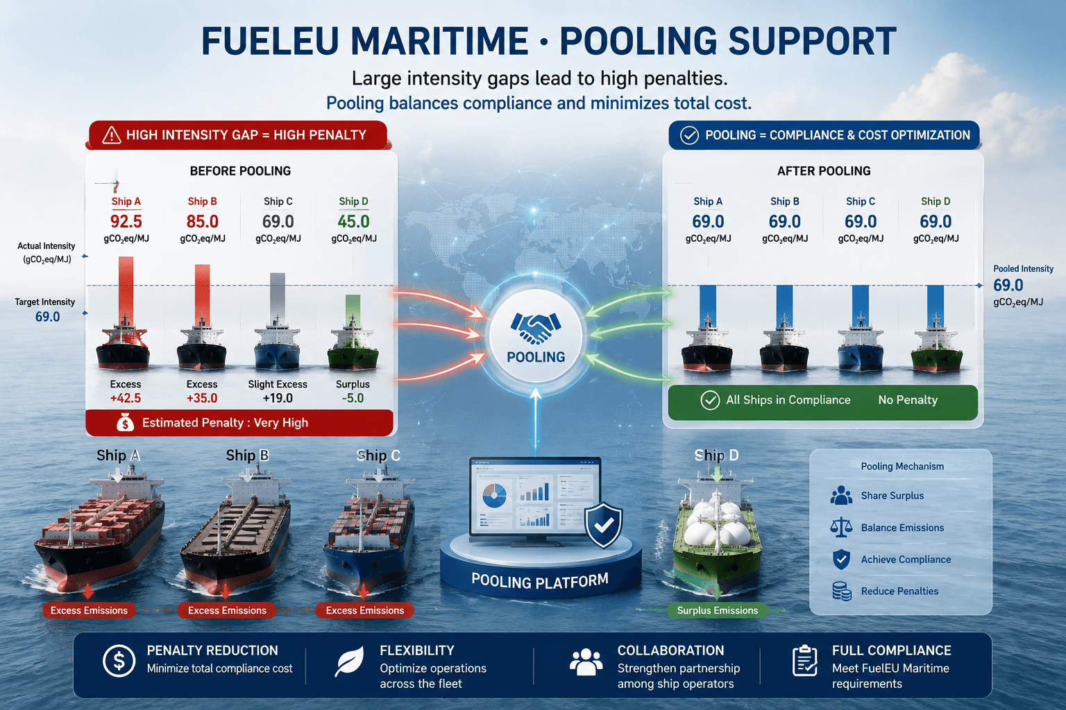 FuelEU Maritime · Pooling Support service illustration